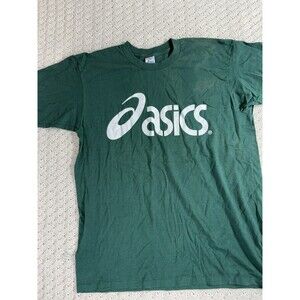 Vintage 90s OASICS Single Stitch Graphic T-Shirt Green Adult Size XL MADE IN USA